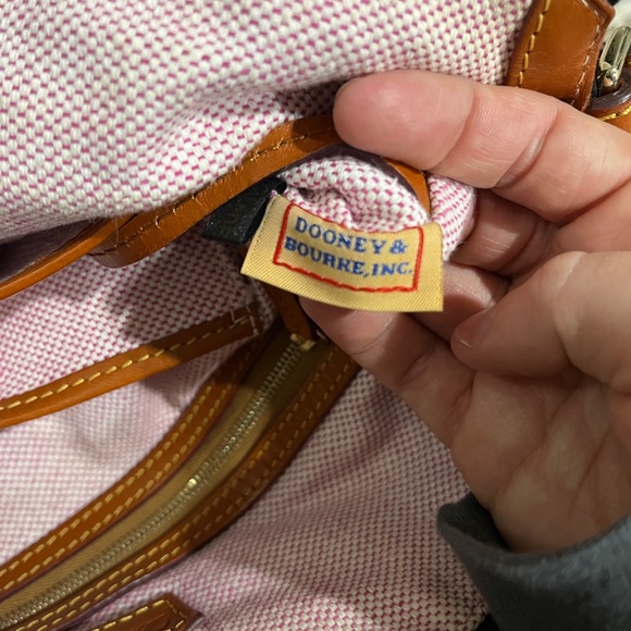 Dooney & Bourke Black Peddle Leather Satchel with Tan Accents - Picture 5 of 6